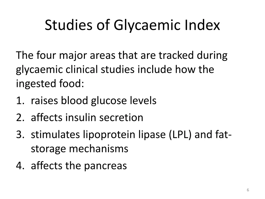 studies of glycaemic index