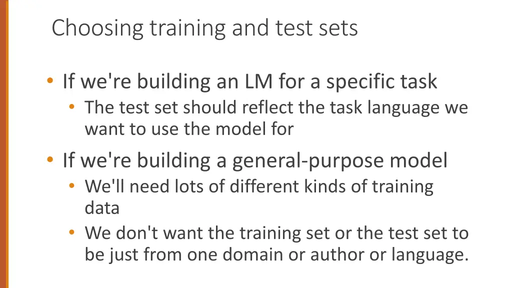 choosing training and test sets