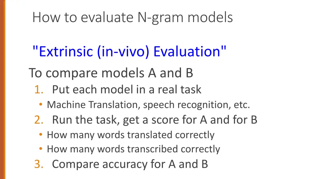 how to evaluate n gram models