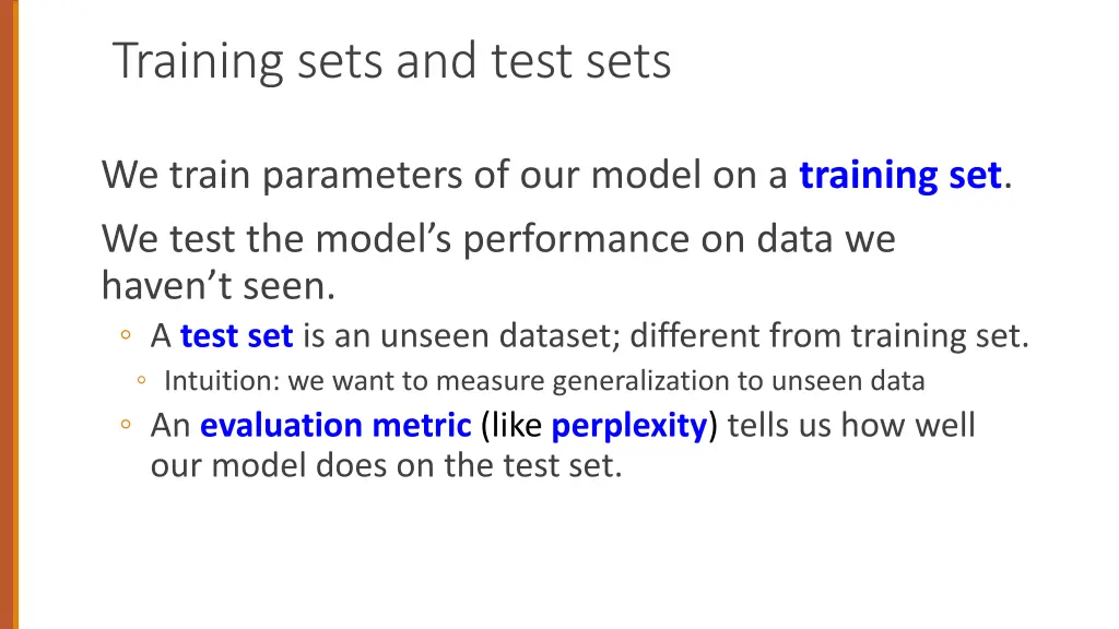 training sets and test sets