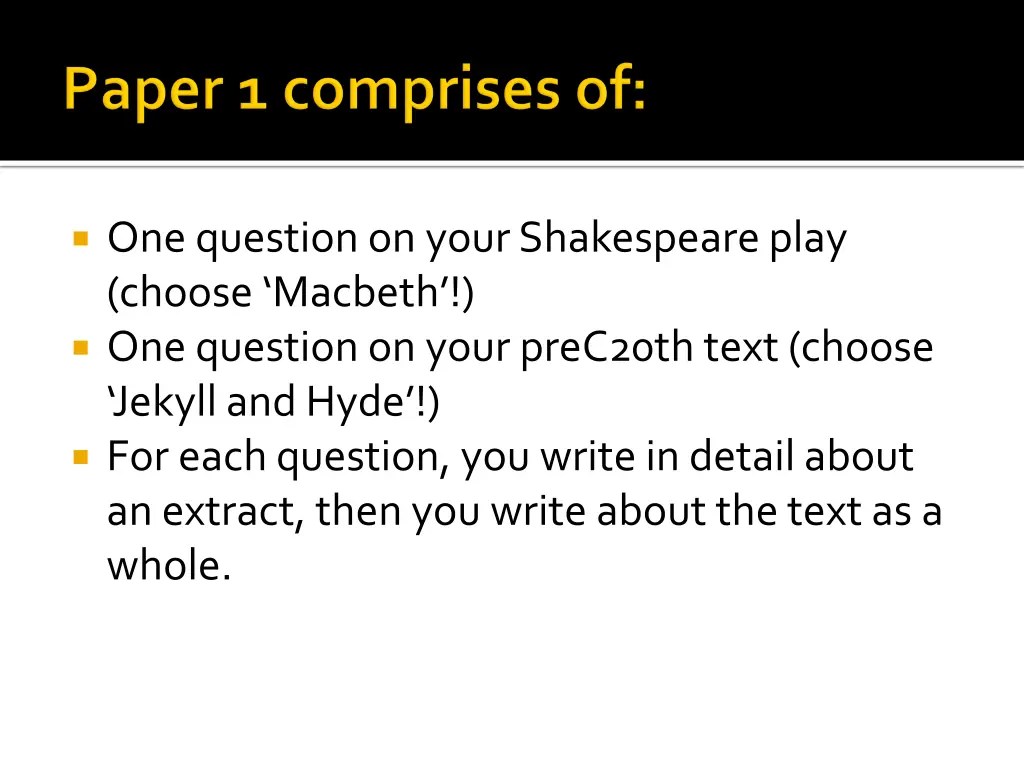 one question on your shakespeare play choose