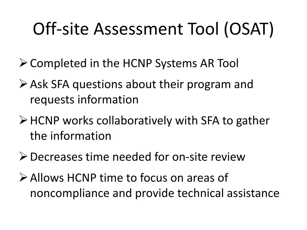 off site assessment tool osat