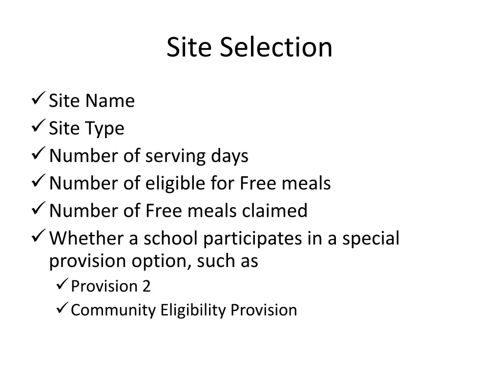 site selection 1