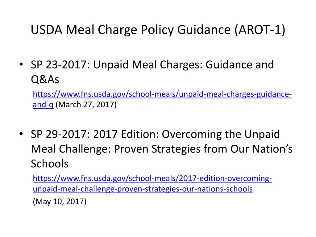 usda meal charge policy guidance arot 1 1