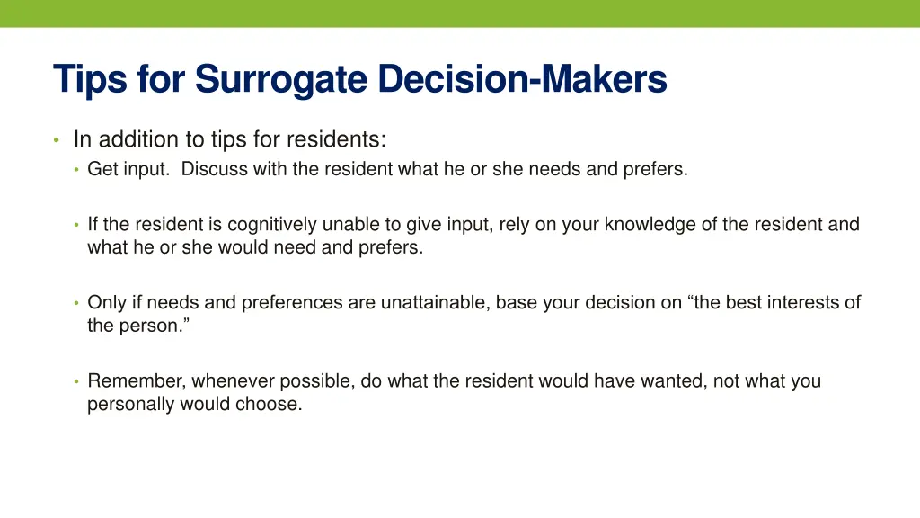 tips for surrogate decision makers 1