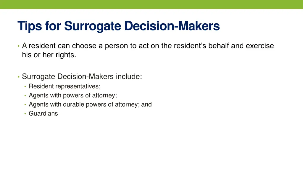 tips for surrogate decision makers