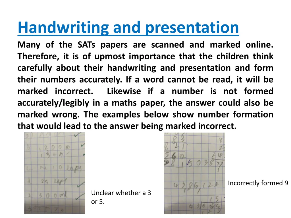 handwriting and presentation many of the sats