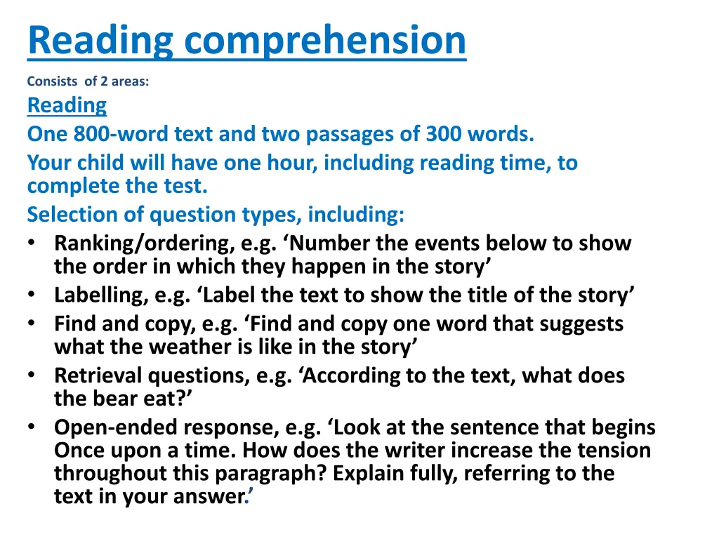 reading comprehension