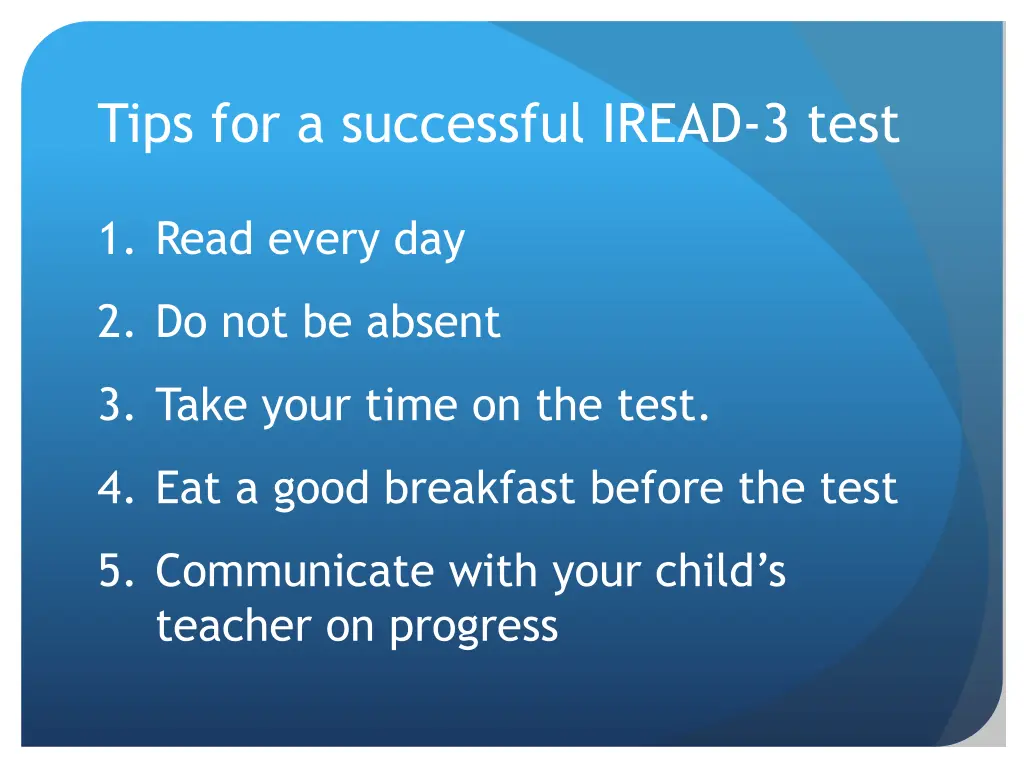 tips for a successful iread 3 test