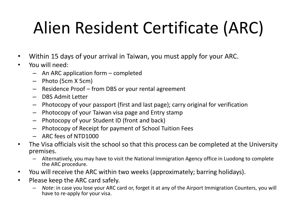 alien resident certificate arc