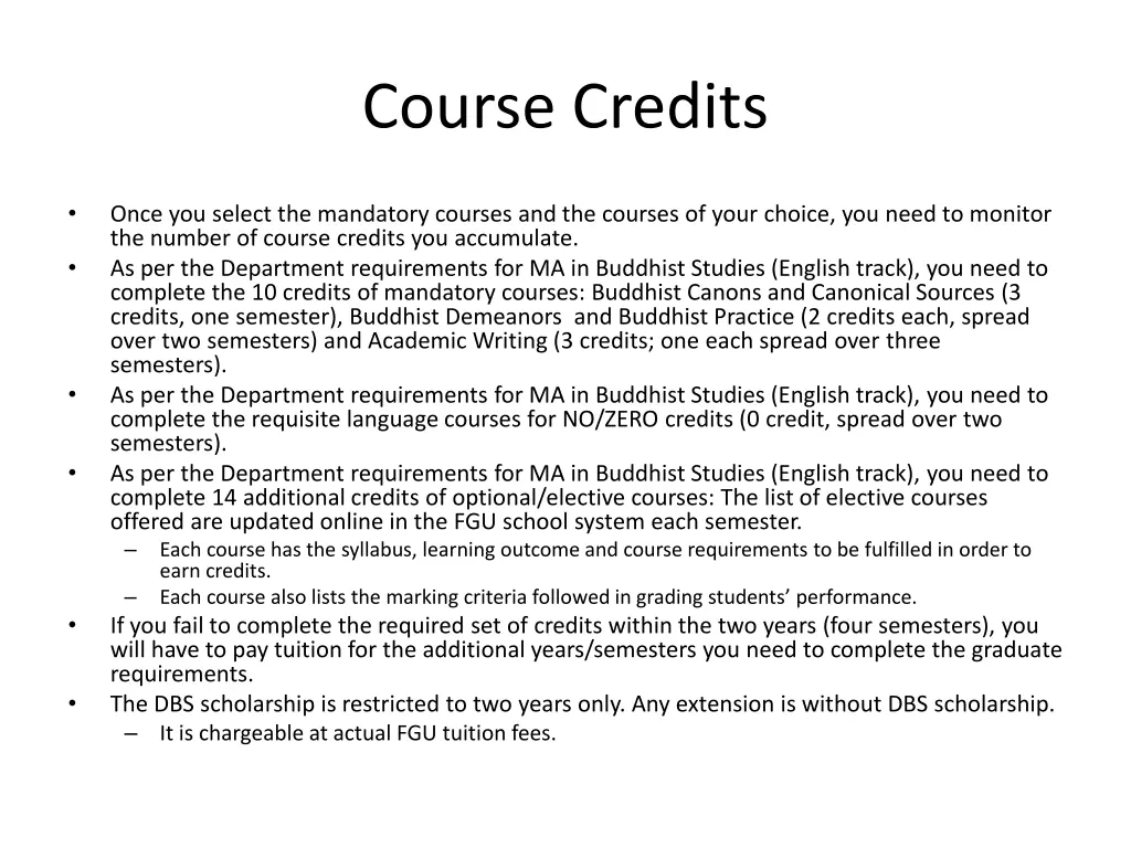 course credits