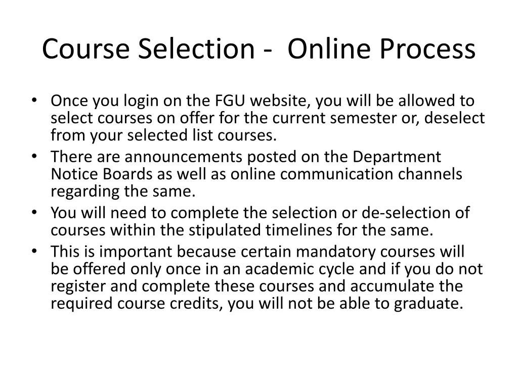 course selection online process