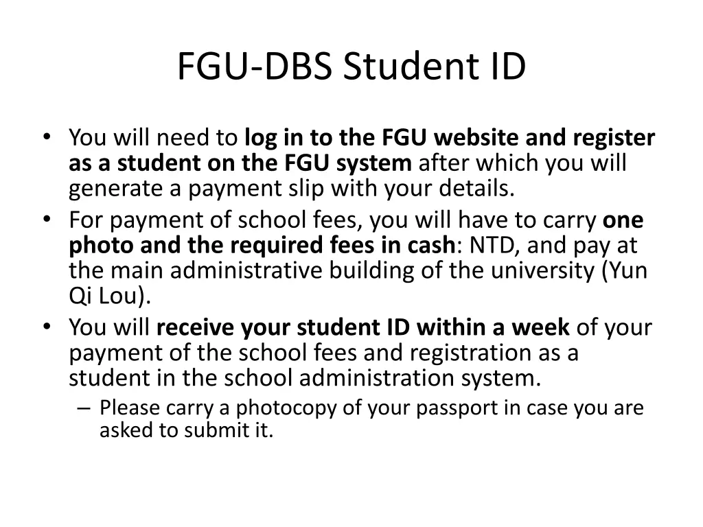 fgu dbs student id