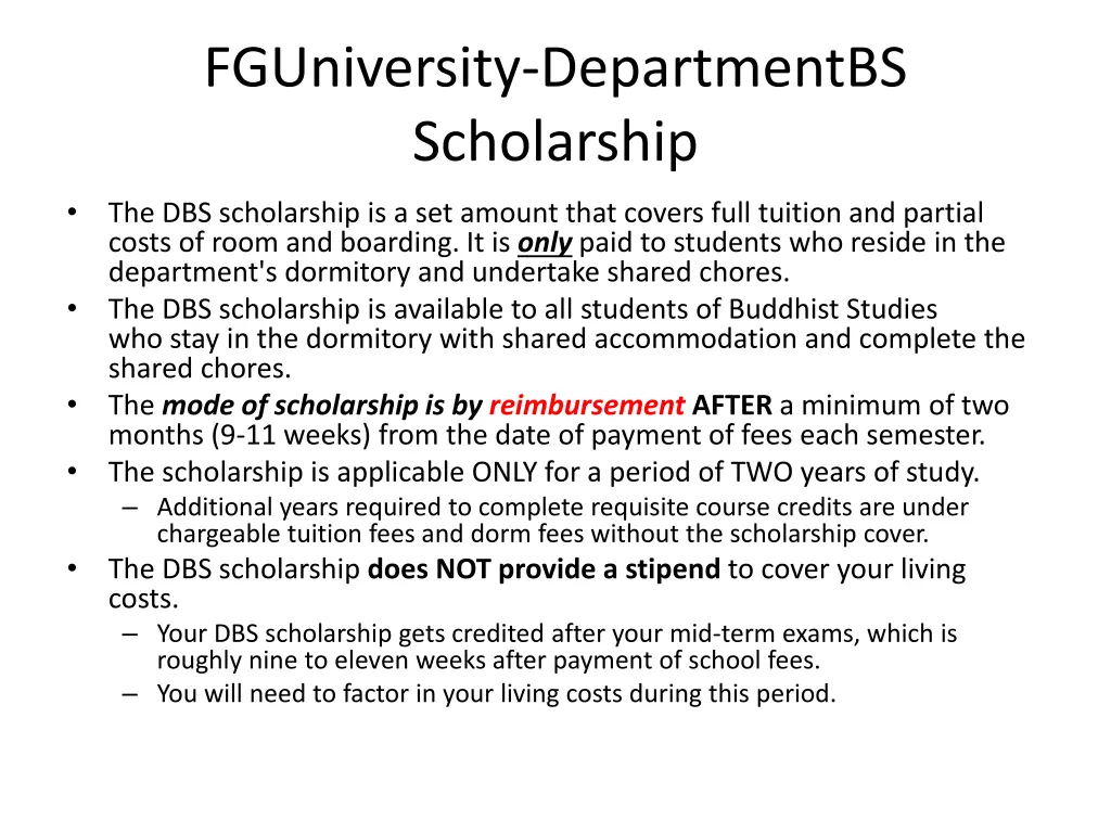 fguniversity departmentbs scholarship