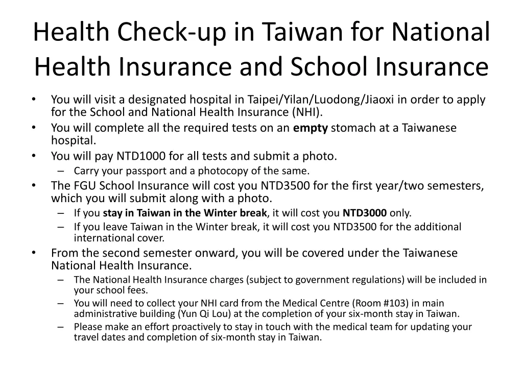 health check up in taiwan for national health