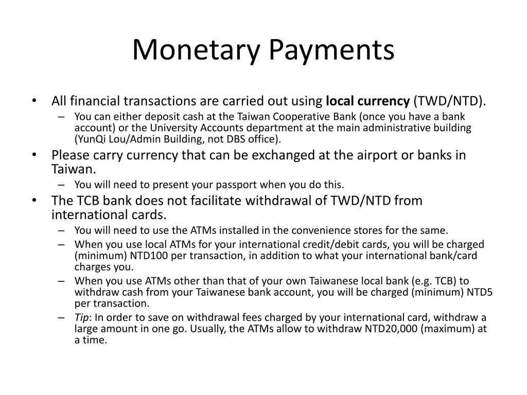 monetary payments