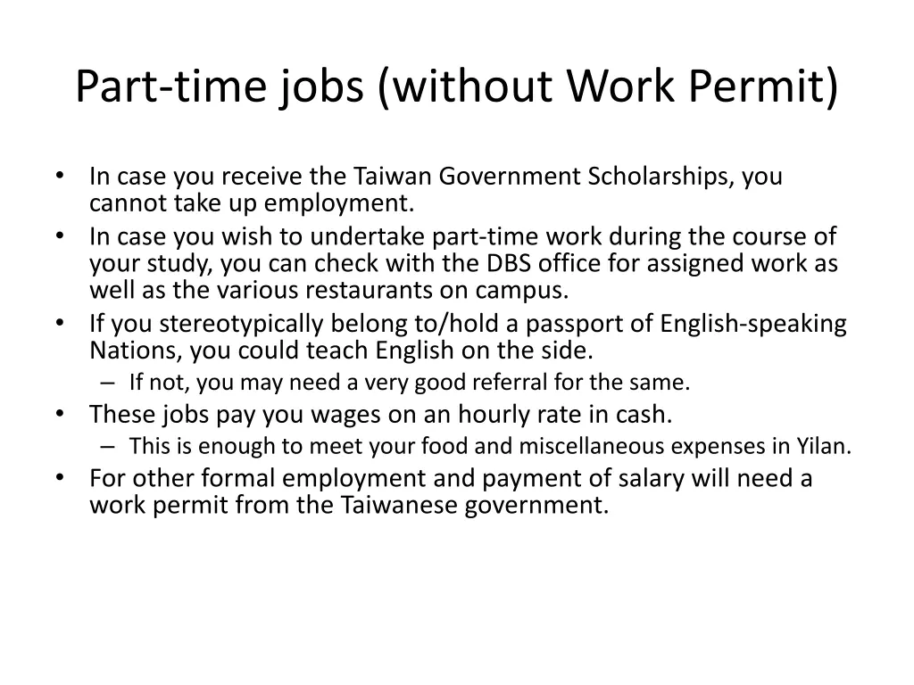 part time jobs without work permit