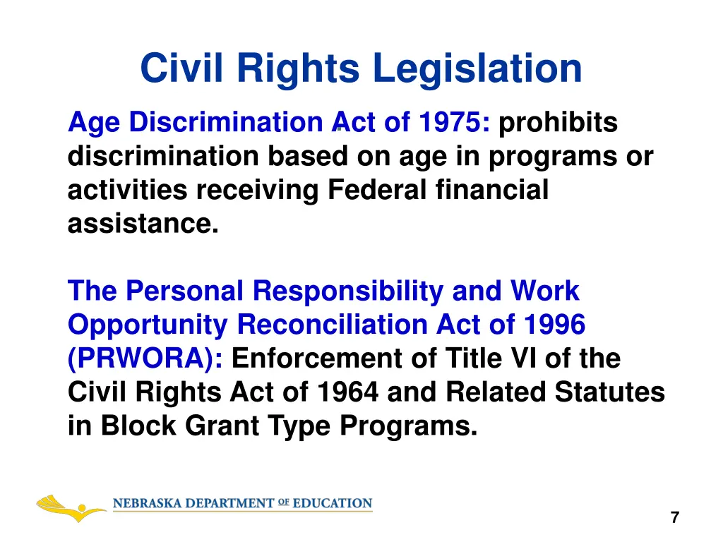 civil rights legislation age discrimination