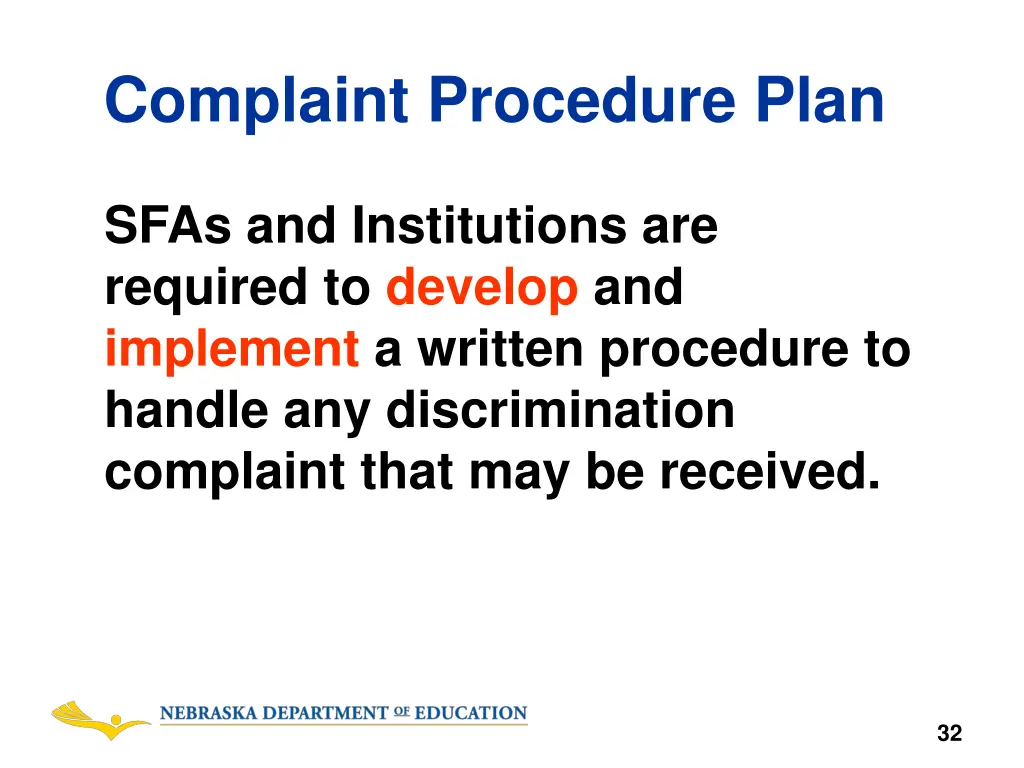 complaint procedure plan