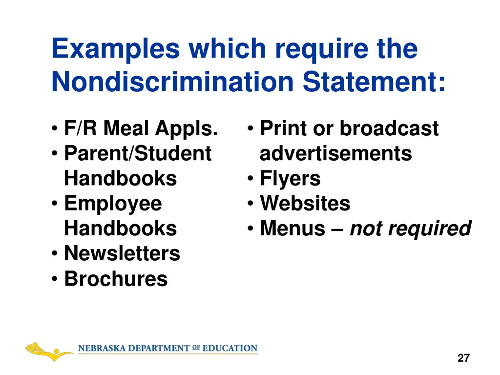 examples which require the nondiscrimination