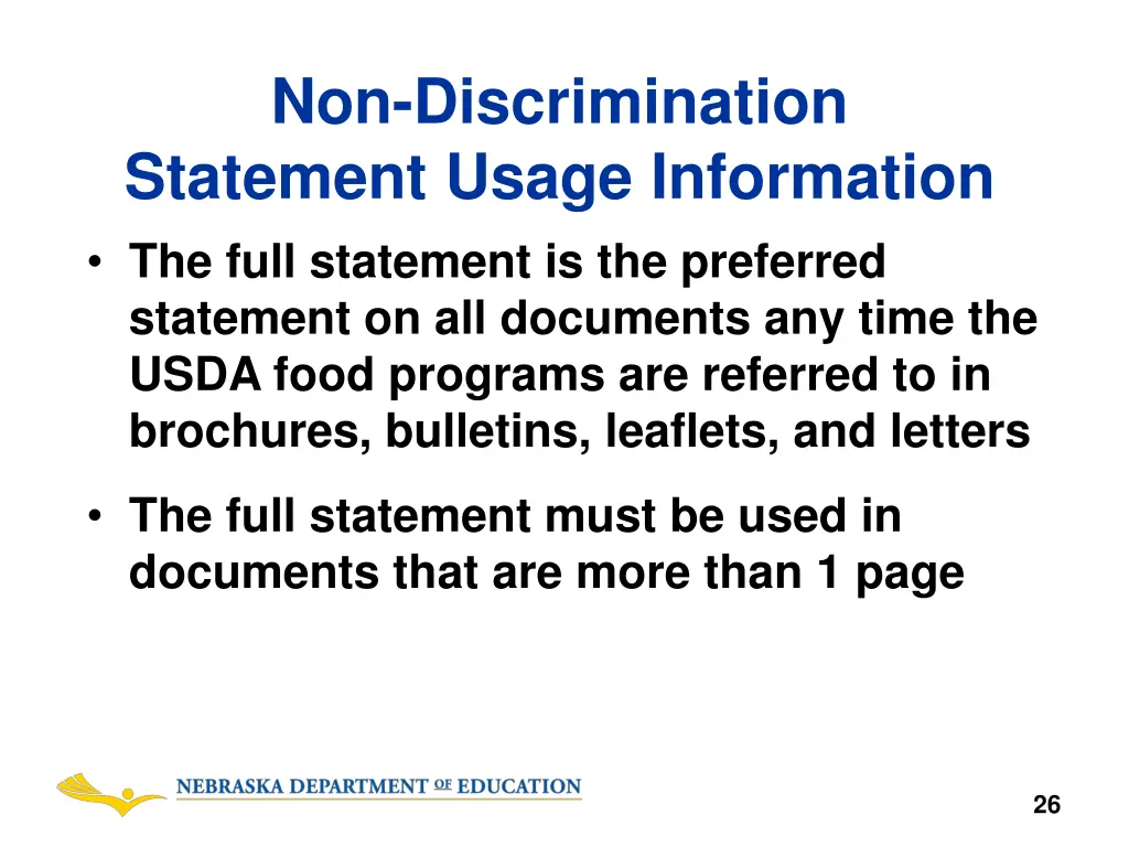 non discrimination statement usage information