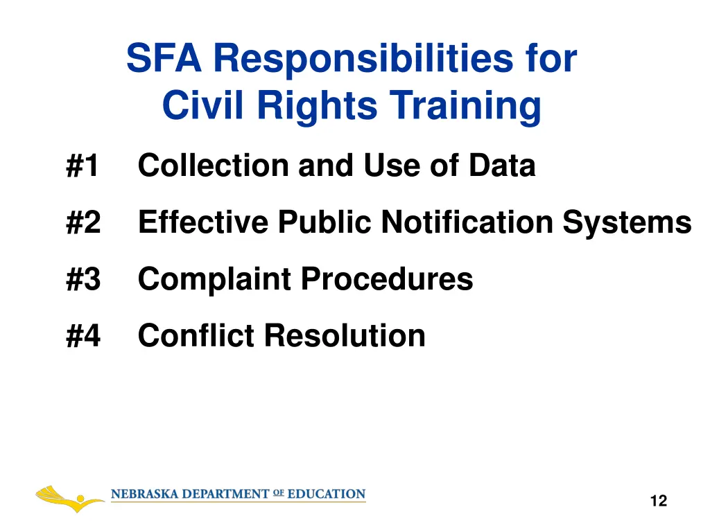 sfa responsibilities for civil rights training