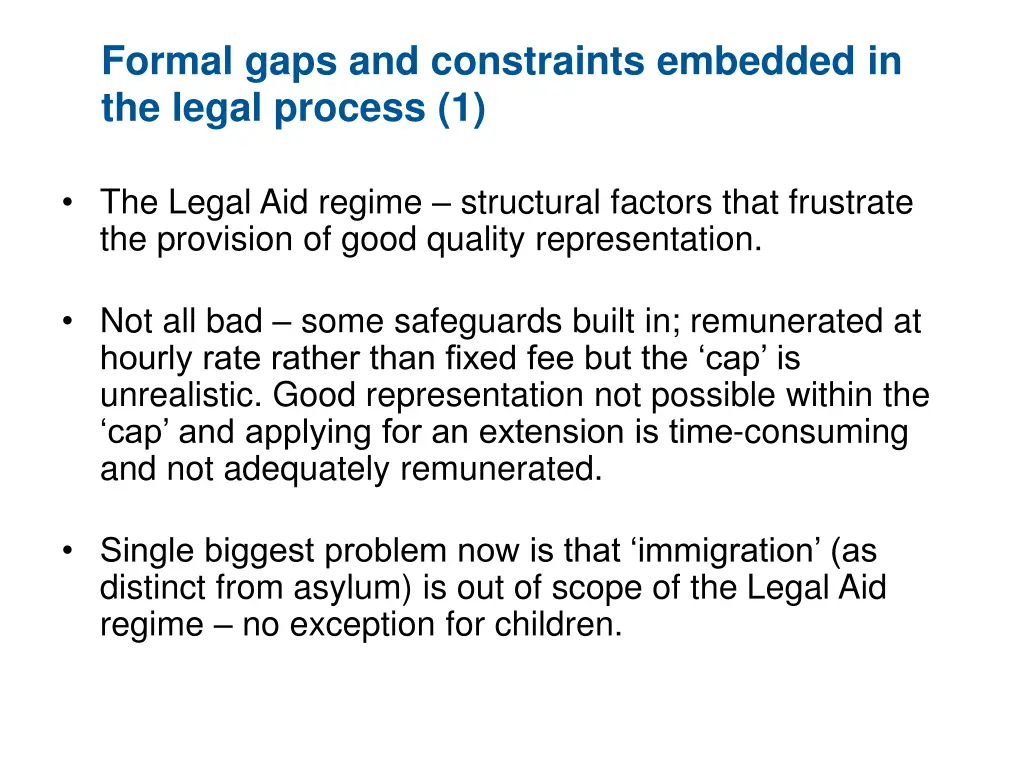 formal gaps and constraints embedded in the legal