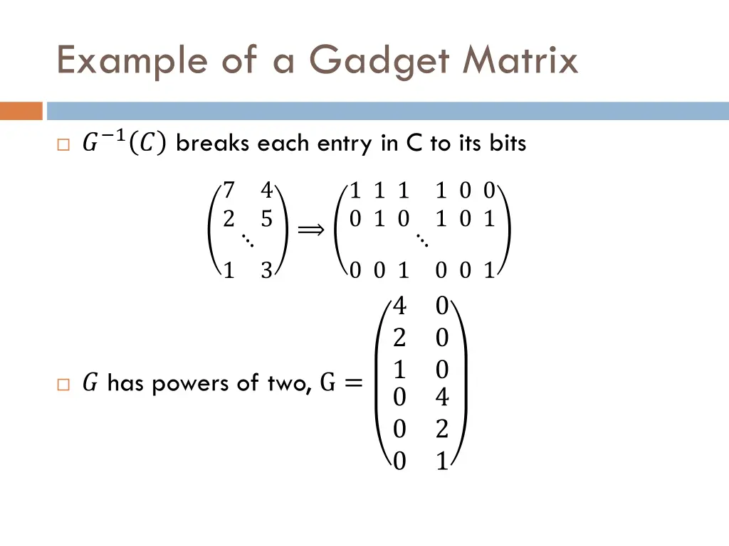 example of a gadget matrix