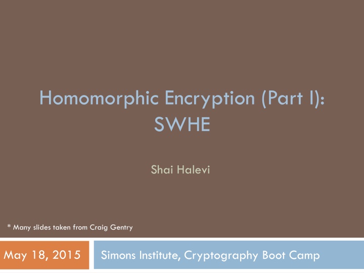 homomorphic encryption part i swhe