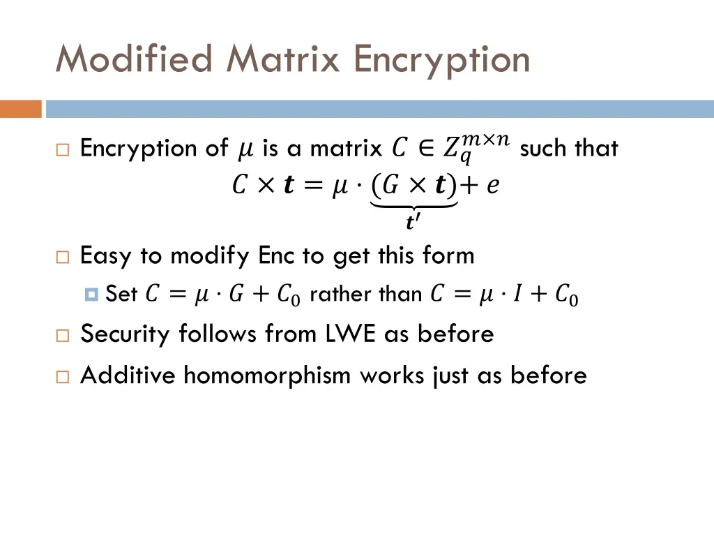 modified matrix encryption