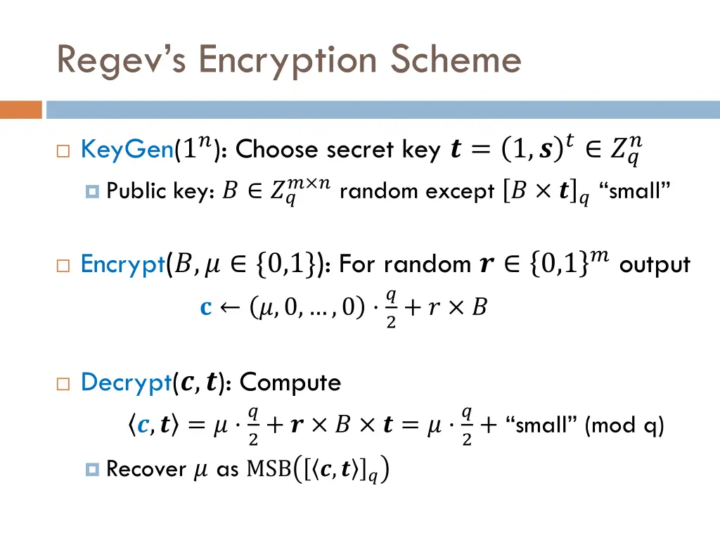 regev s encryption scheme