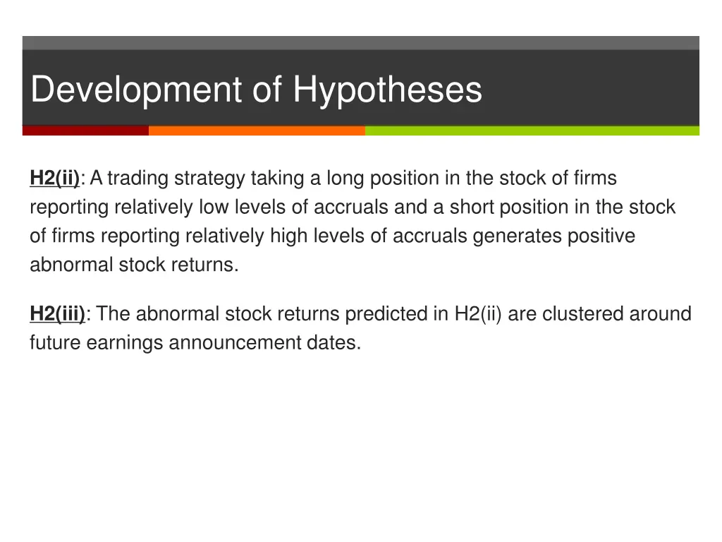 development of hypotheses 1