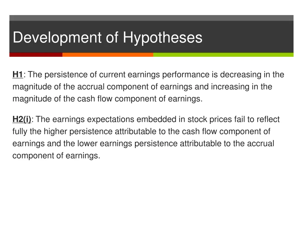 development of hypotheses