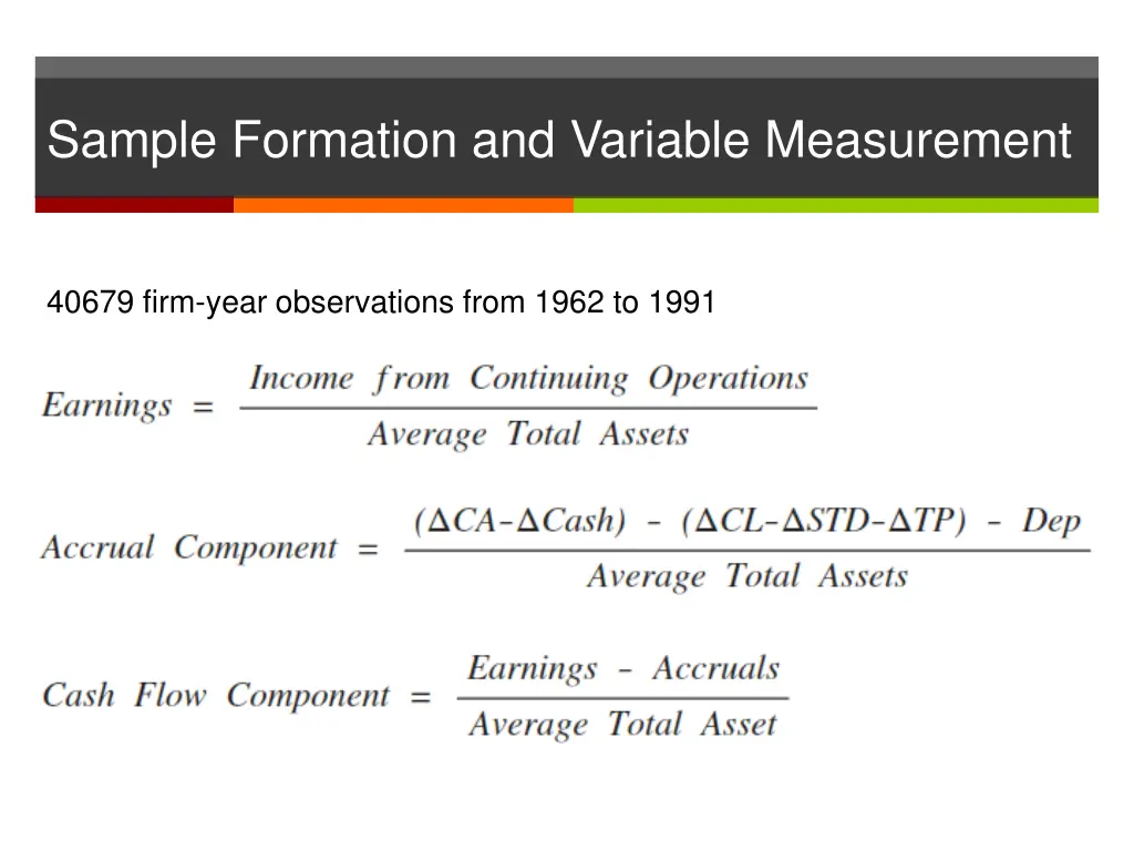 sample formation and variable measurement