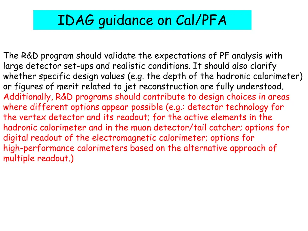 idag guidance on cal pfa 1