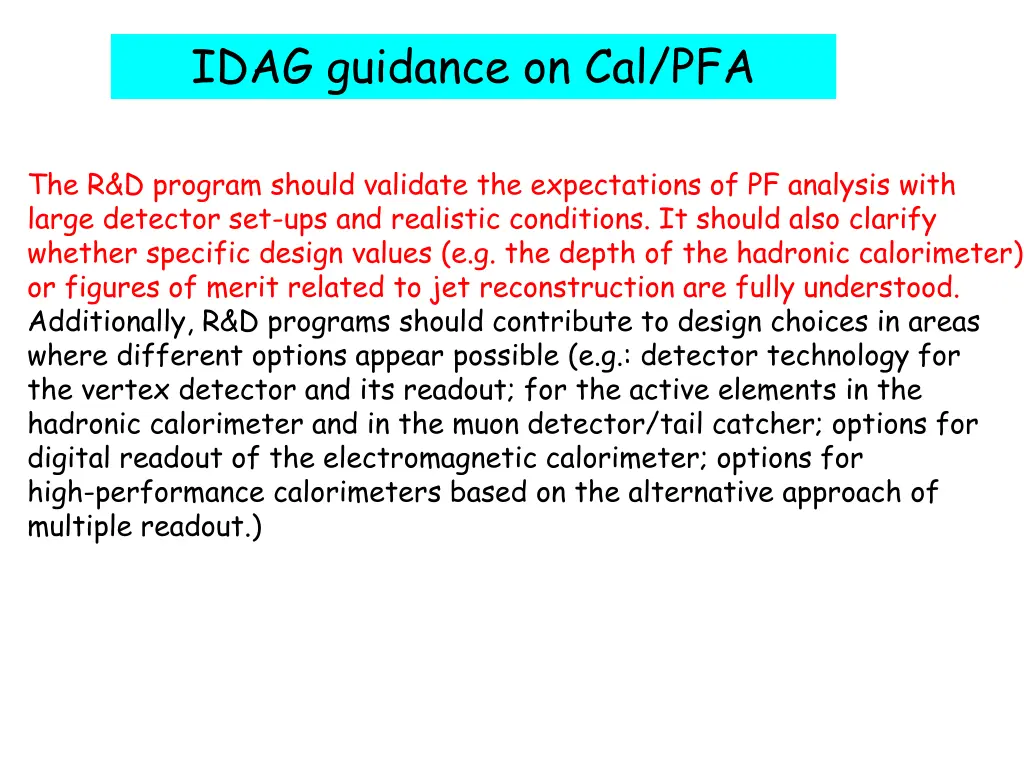 idag guidance on cal pfa