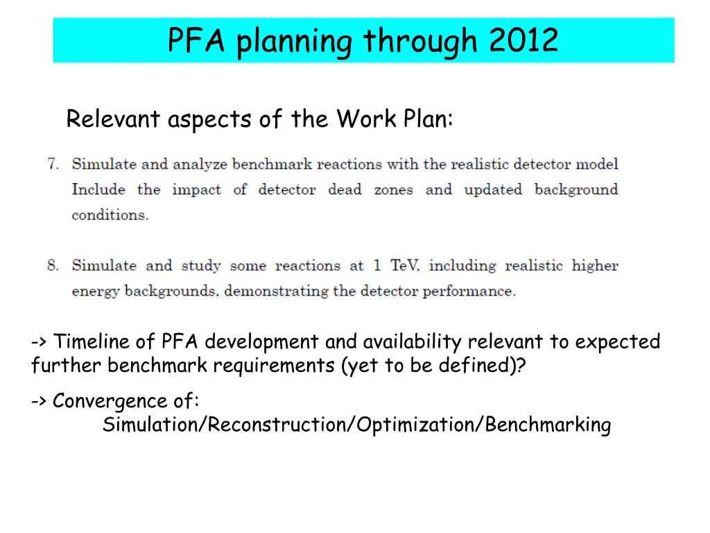 pfa planning through 2012