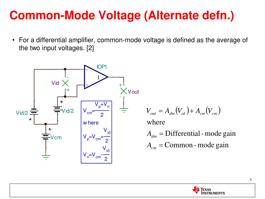 common mode voltage alternate defn