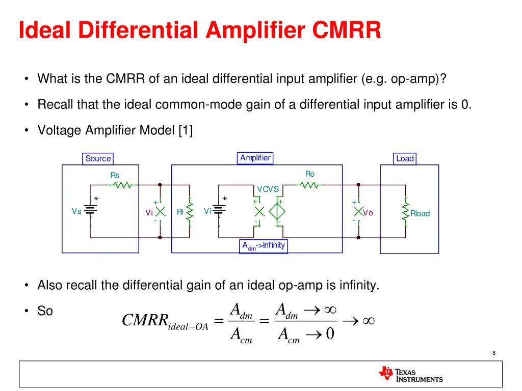 ideal differential amplifier cmrr