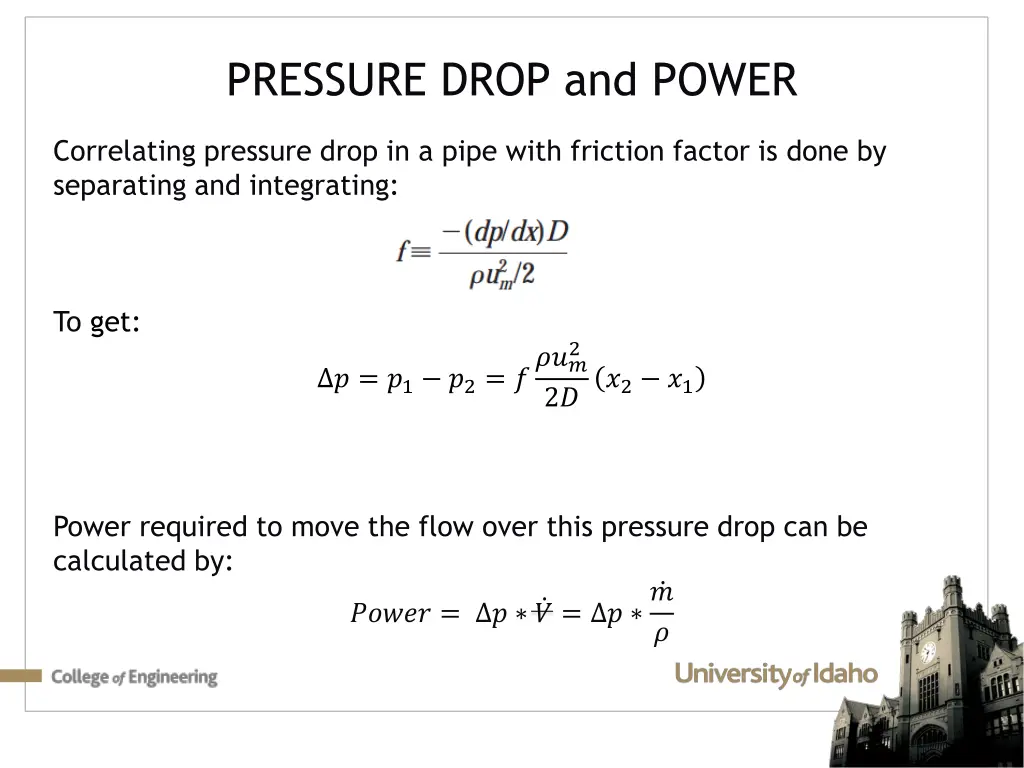 pressure drop and power