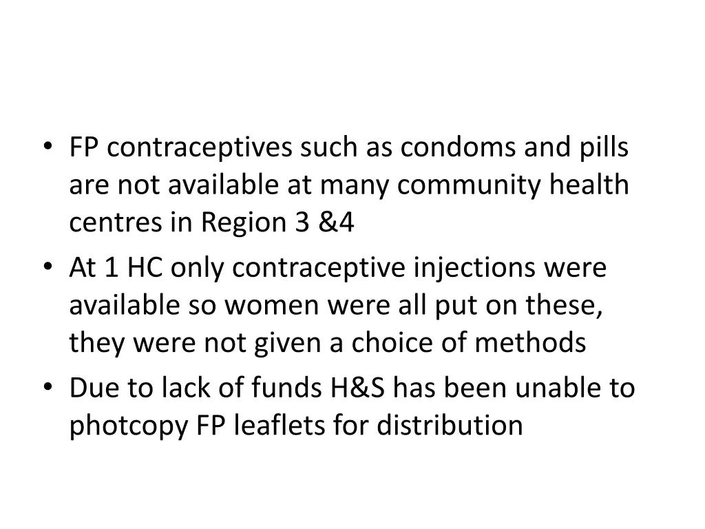 fp contraceptives such as condoms and pills