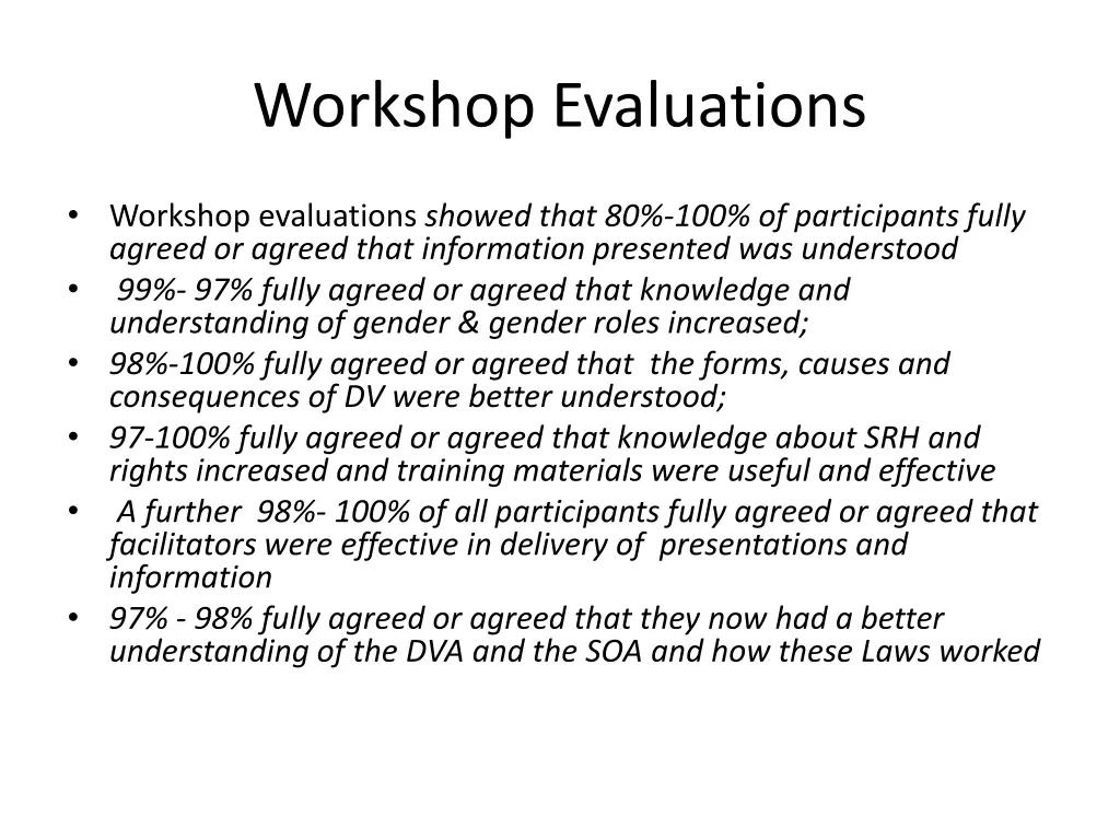 workshop evaluations