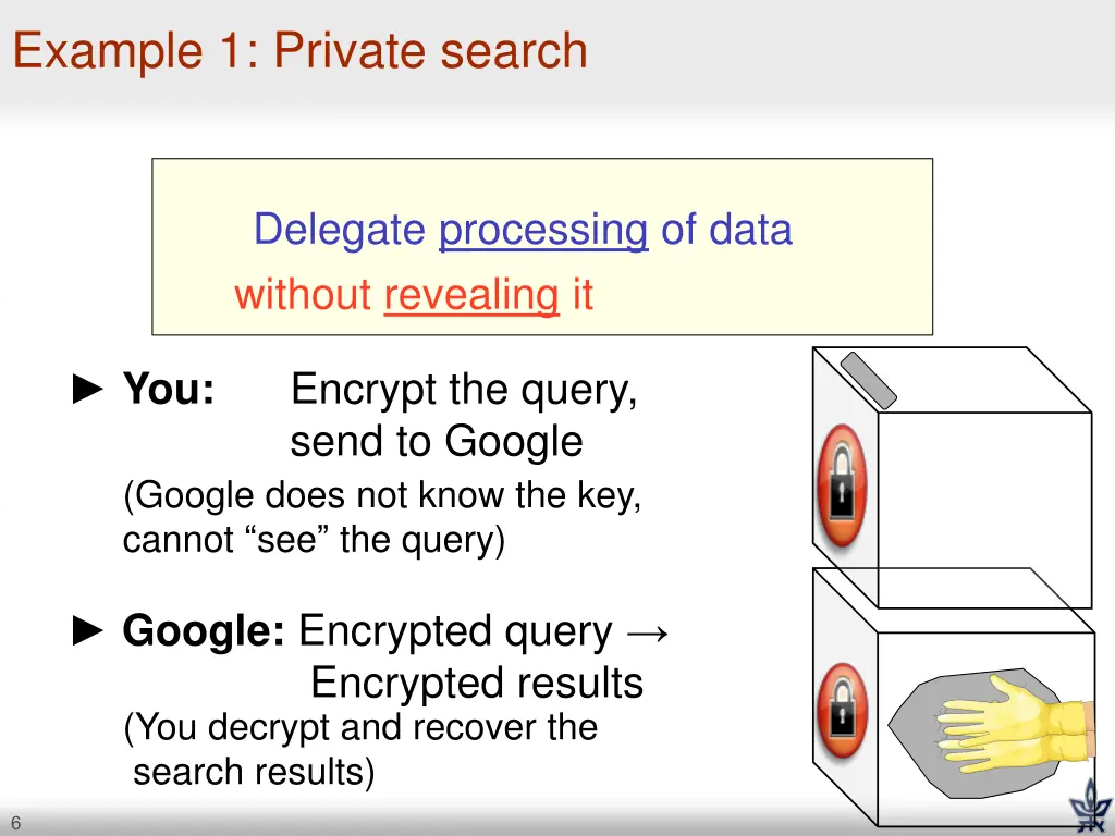 example 1 private search