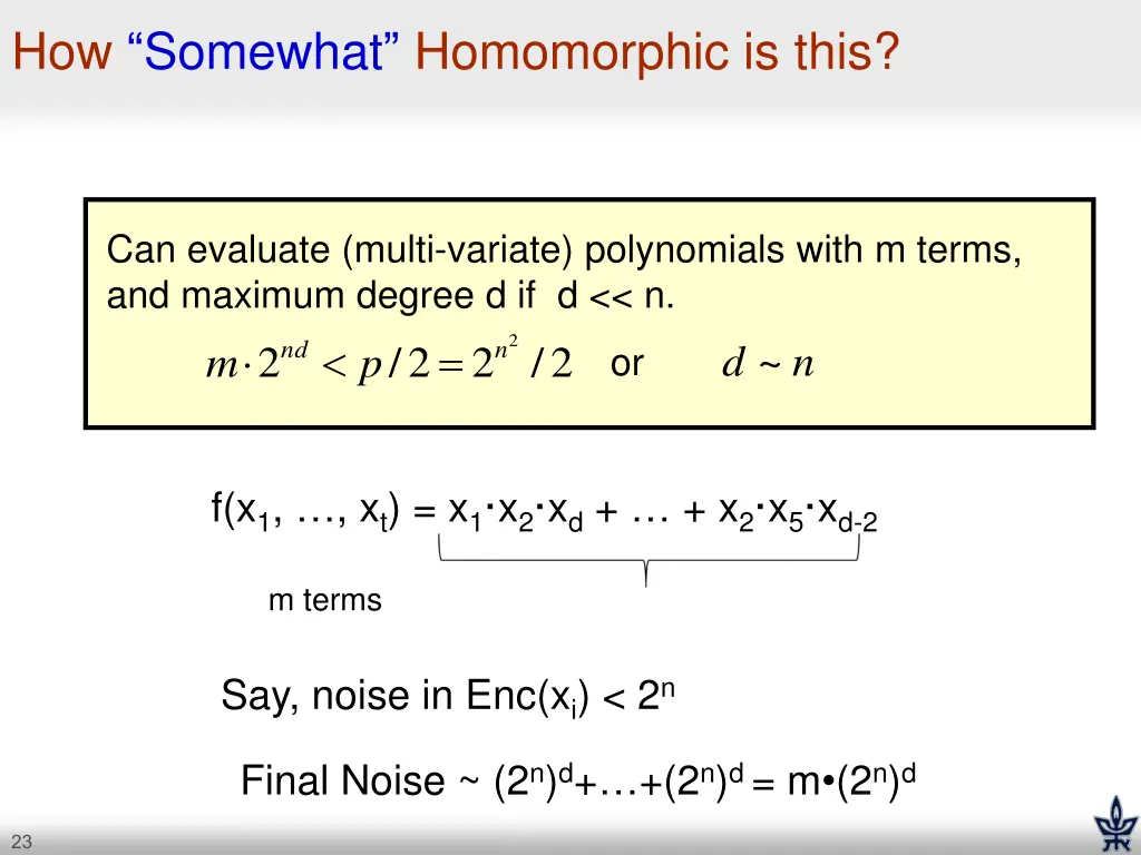 how somewhat homomorphic is this