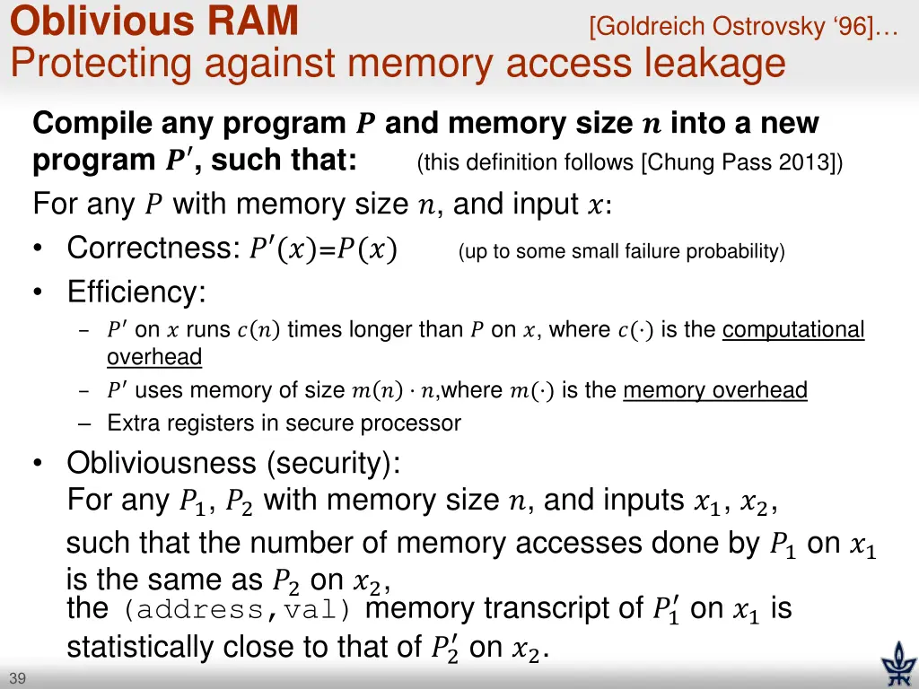 oblivious ram protecting against memory access