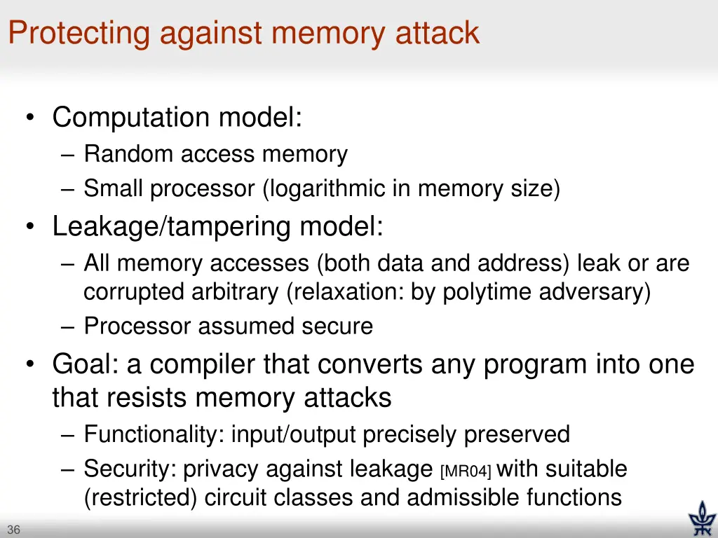 protecting against memory attack