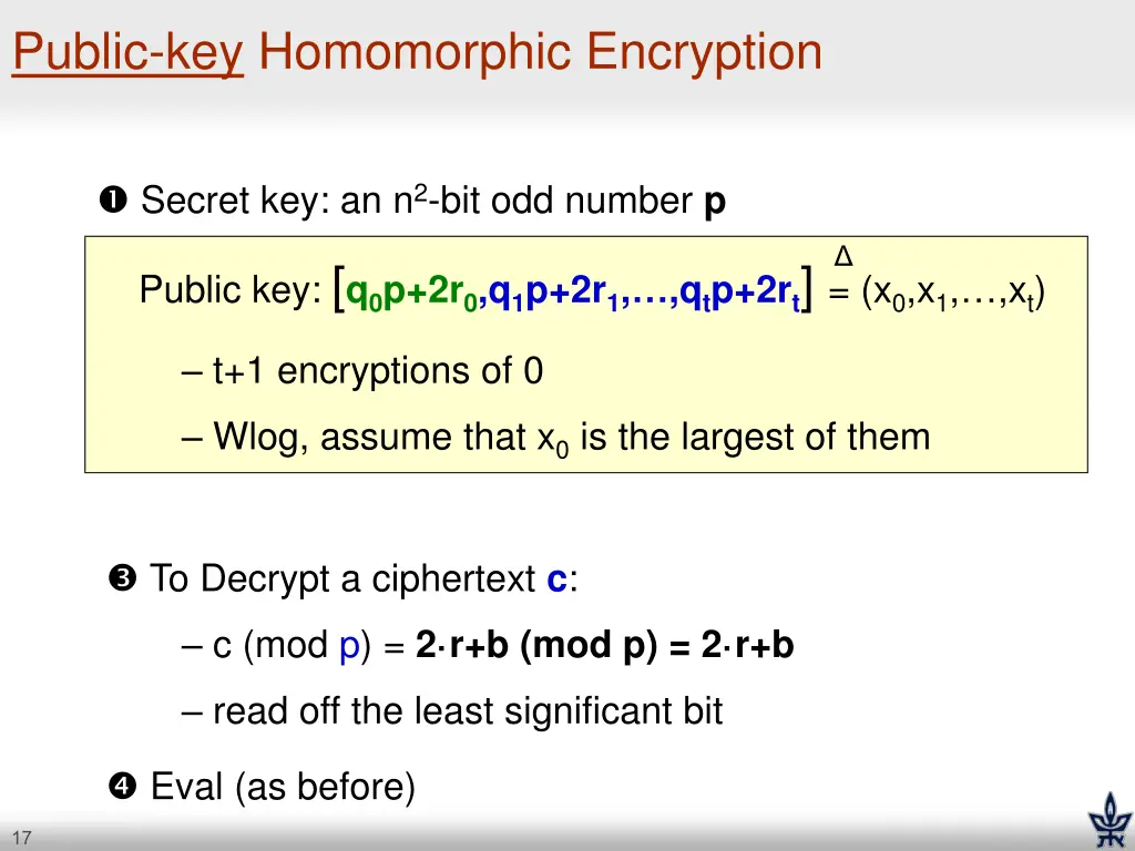 public key homomorphic encryption