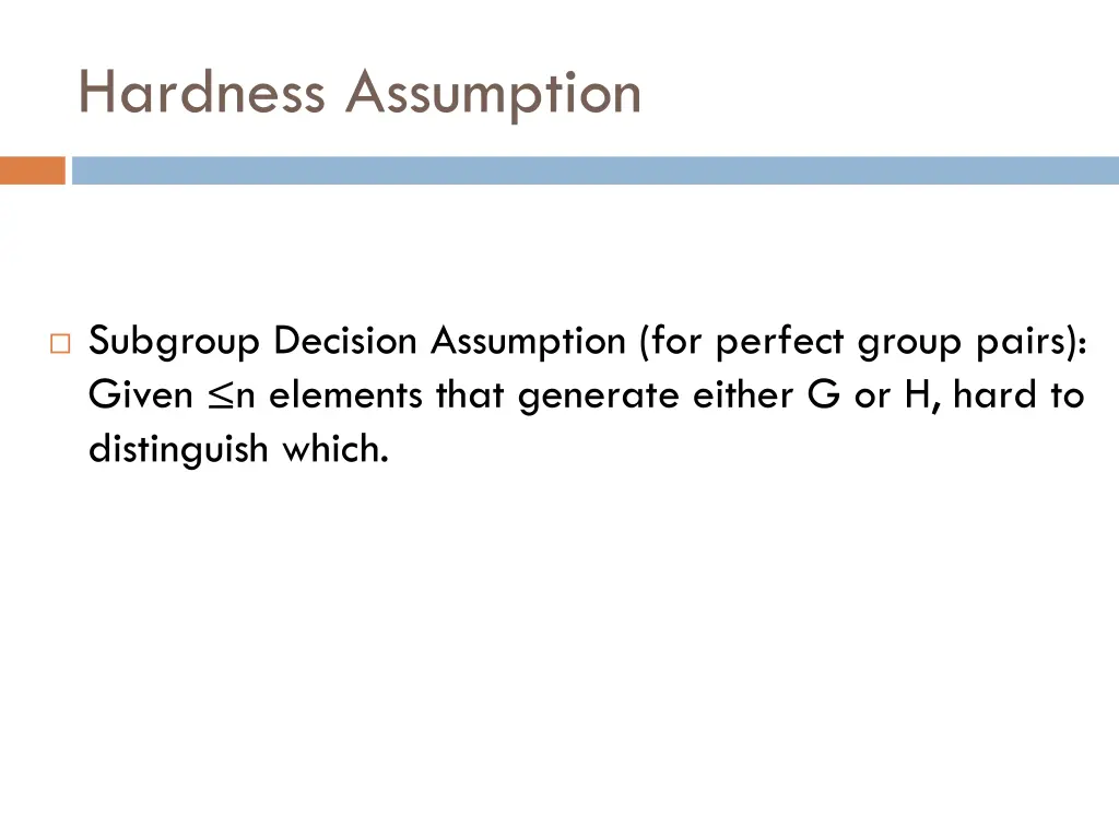 hardness assumption