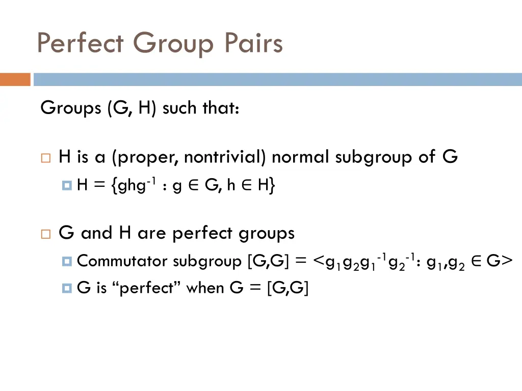 perfect group pairs