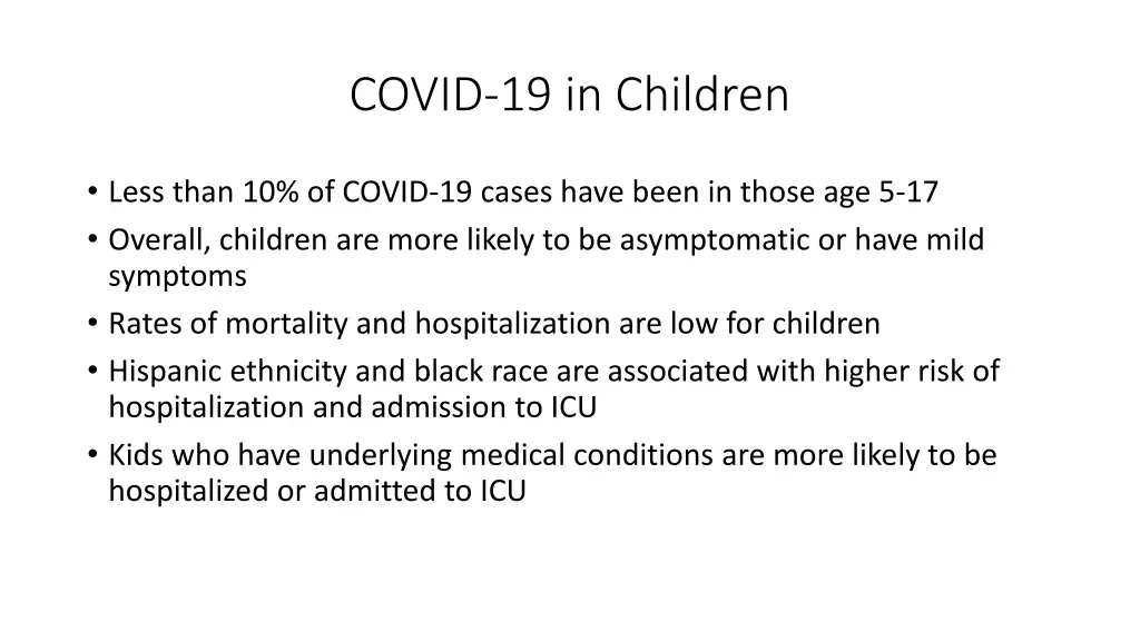 covid 19 in children